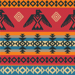 Eagles ethnic pattern on native american style - 84700568