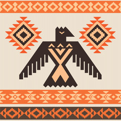 Ethnic ornament with eagle - obrazy, fototapety, plakaty