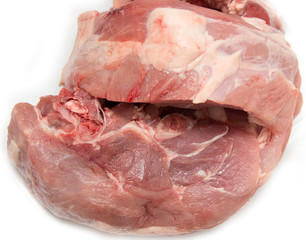 fresh pork on a white background
