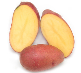 red potatoes on a white background