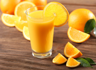 Orange juice on table close-up