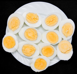 boiled eggs on white