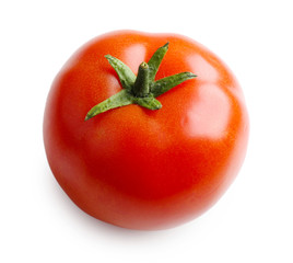 Single fresh tomato isolated on white