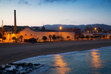 City beach in evening time.  Badalona