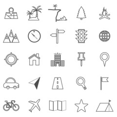 Location line icons on white background