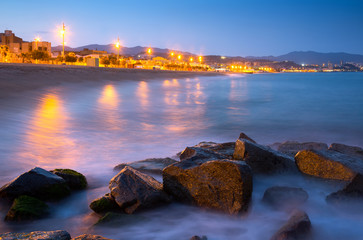Fototapeta premium beach of Badalona in night