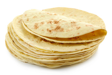 Flour tortillas isolated on white