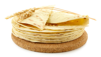 Flour tortillas isolated on white
