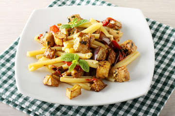 Pasta with swordfish and eggplant