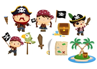 Muurstickers Piraten Piraat vector set
