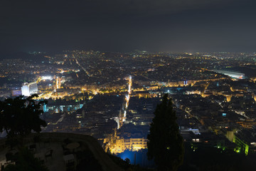 Fototapeta na wymiar Athens Greece city lights. Crossroads night view.