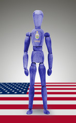 Wood figure mannequin with US state flag bodypaint - Kansas