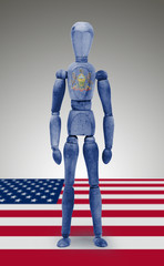 Wood figure mannequin with US state flag bodypaint - Pennsylvani