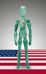 Wood figure mannequin with US state flag bodypaint - Washington