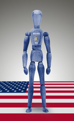 Wood figure mannequin with US state flag bodypaint - Wisconsin