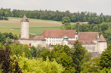 Fototapeta na wymiar Porrentruy, Pruntrut, Altstadt, Stadt, Schloss, Rundturm, Jura, Schweiz