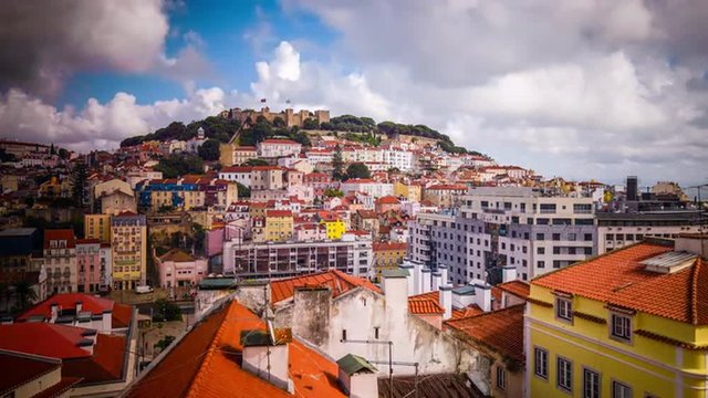Lisbon, Portugal time lapse skyline.