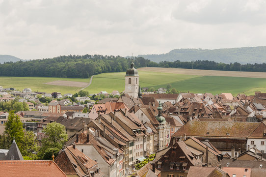 Porrentruy, Pruntrut, Altstadt, Stadt, Kirche, Altstadth&auml;user, Stadtrundgang, Jura, Schweiz