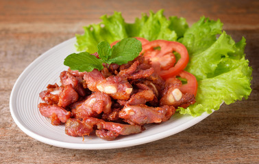 fried pork with vegetable, thai food