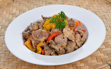 stir fry pork with pepper chilli. thailand food