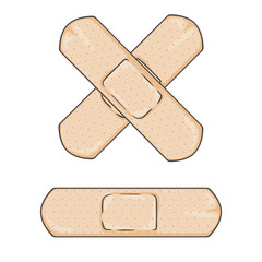 Vector Cartoon Bactericidal Plaster. Single and Cross.