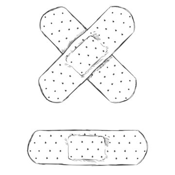 Vector Sketch Bactericidal Plaster. Single and Cross.