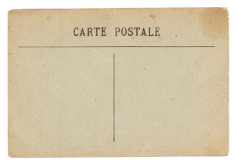 Blank old vintage postcard isolated