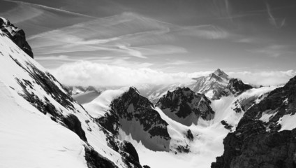 Titlis snow mountains black and white