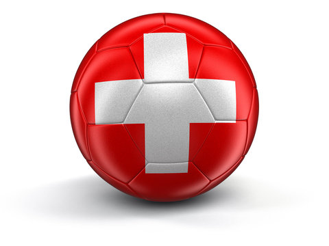 Soccer ball with Swiss flag 