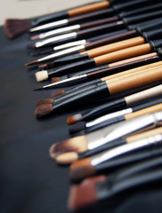Make up brushes set in black holder