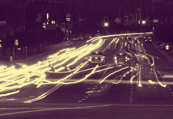 movement of cars on street of Kyiv at night