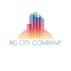 Abstract colorful city, building composition icon, logo 
