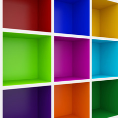3d colorful shelves for show case