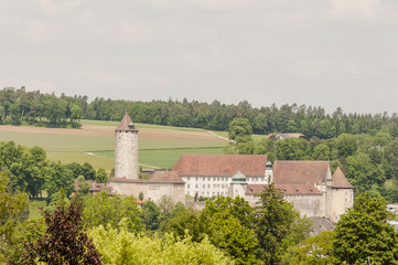 Fototapeta na wymiar Porrentruy, Pruntrut, Altstadt, Schloss Pruntrut, Türme, Jura, Jurakette, Schweiz