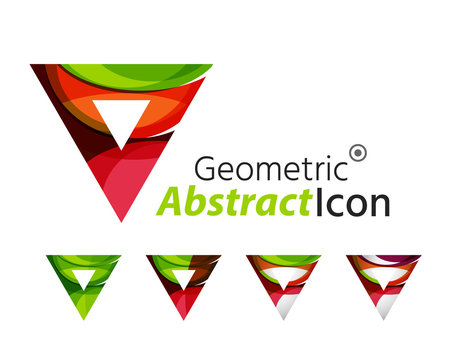 Set of abstract geometric company logo triangles, arrows