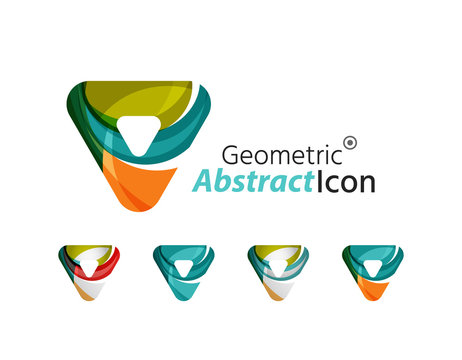 Set of abstract geometric company logo triangles, arrows