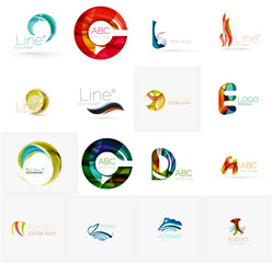 Set of universal company logo ideas, business icon collection