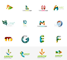 Set of universal company logo ideas, business icon collection