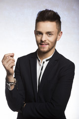 elegant men in black suit