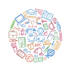 Set of school sign and symbol