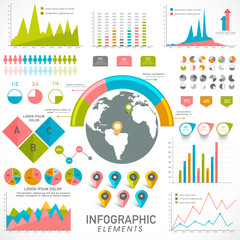 Set of statistical infographic elements for business.