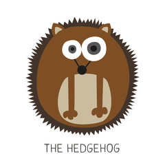 Card with cute illustrated hedgehog. Vector design.