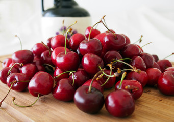 Pile of sweet cherries (Cerasus avium)