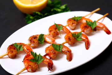 shrimp on the skewers