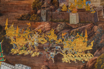 Mural paintings  in WAt Phra Kaew Area in Bangkok