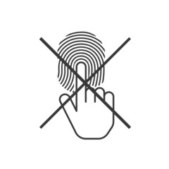 Sign don't touch fingerprint, icon, isolated 