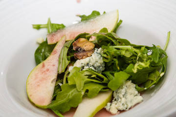 Arugula and Pear Salad with Gorgonzola and Walnuts