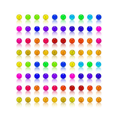 colorful pearls, colorful candy rams square with white reflex shadow for white background only, vector illustration