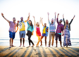 Fototapeta premium Teenagers Friends Beach Party Happiness Concept