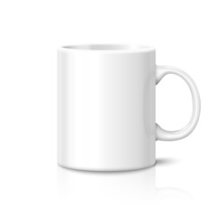 Blank photo realistic cup isolated on white background with